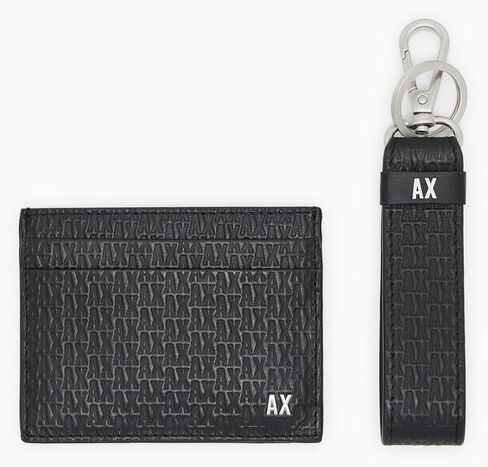 Armani Exchange Men's All Over Logo Card Holder, Black, One Size in Saudi Arabia