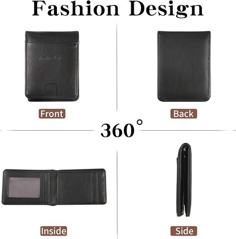 محفظة حجب RFID للرجال، رفيعة للغاية وبسيطة قابلة للطي مع نافذة لبطاقة الهوية للجيب الأمامي - خفيفة الوزن وصغيرة الحجم، متضمنة صندوق هدايا in Kuwait