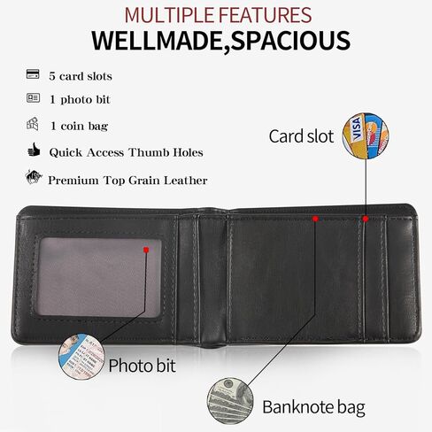 محفظة حجب RFID للرجال، رفيعة للغاية وبسيطة قابلة للطي مع نافذة لبطاقة الهوية للجيب الأمامي - خفيفة الوزن وصغيرة الحجم، متضمنة صندوق هدايا in Kuwait