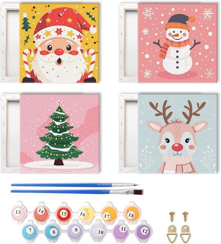 LOMSIOY Frame Paint by Number Kit for Adults, DIY Easy Puppy Oil Painting with Brushes, Hooks - Animal Framed Art Kits for Beginners - Suitable for Bedroom, Wall, Door Decor (8x8 Inch) in Kuwait