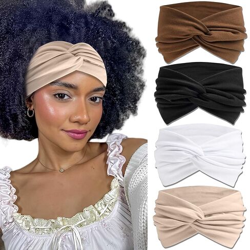 Wide Headbands Boho Headband Floral Print Head Wraps Paisley Bandana Head Band Knotted Hair Bands Non Slip Turban Hair Band Elastic Bandana Hairband For Women Girls Workout Yoga in Saudi Arabia
