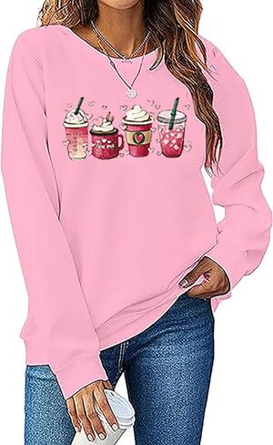 LYEIAO Valentine Sweatshirt for Women Love Heart Graphic Shirt Casual Valentines Gifts Long Sleeve Pullover Tops in Saudi Arabia