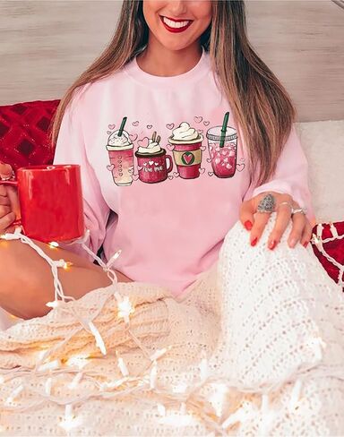 LYEIAO Valentine Sweatshirt for Women Love Heart Graphic Shirt Casual Valentines Gifts Long Sleeve Pullover Tops in Saudi Arabia