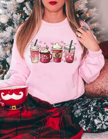 LYEIAO Valentine Sweatshirt for Women Love Heart Graphic Shirt Casual Valentines Gifts Long Sleeve Pullover Tops in Saudi Arabia