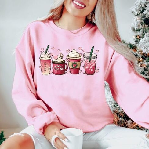 LYEIAO Valentine Sweatshirt for Women Love Heart Graphic Shirt Casual Valentines Gifts Long Sleeve Pullover Tops in Saudi Arabia