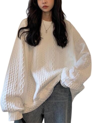 Women's Sweatshirt Oversized Turtleneck Long Sleeve Pullover Casual Soft Warm Fall Fashion Tops in Saudi Arabia