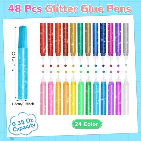 GISGFIM 24 Pack Glitter Glue Glue 24 Color Gliter Glue Glue Stick Set 0.35 Oz Rainbow Gel Ats for Arts Crafts DIY Project in Kuwait