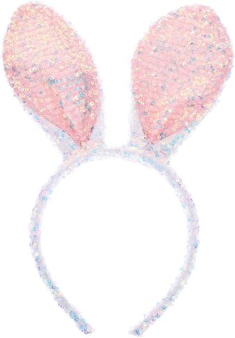 Glitter Bunny Ears Headband, Sequins Rabbit Ears Hair Hoops Easter Headband Rabbit Cosplay Hair Band for Easter Party in Saudi Arabia