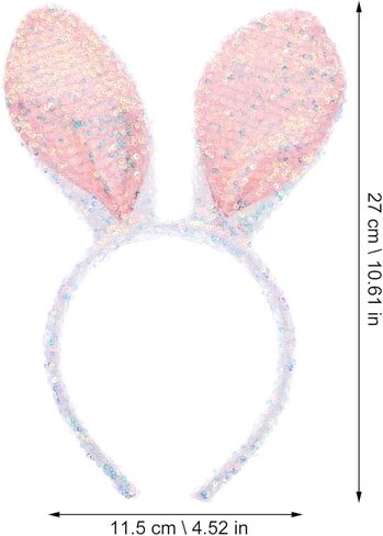 Glitter Bunny Ears Headband, Sequins Rabbit Ears Hair Hoops Easter Headband Rabbit Cosplay Hair Band for Easter Party in Saudi Arabia