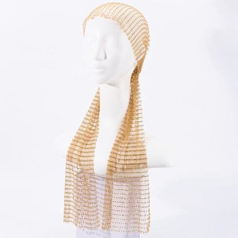 2Pcs 2 Colors Silver Gold Rhinestone Diamond Mesh Head Scarf Sparkly Headpiece Crystal Headbands Glitter Bling Hollow Out Headwraps Hair Accessories for Women Holiday Rave Party Nightclub in Saudi Arabia