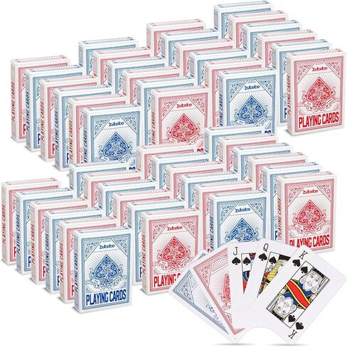 Zubebe 96 Pack Play Play Deck Bulk Deck of Cards 2.25 بوصة × 3.5 بوصة حجم البوكر القياسي المؤشر Red and Blue Travel Play العنصر لأنشطة الحفلات Games Games Games in Kuwait