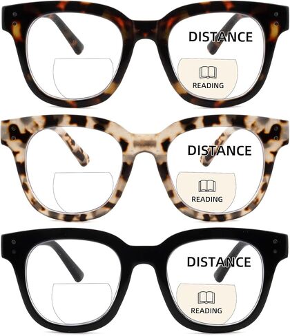 3 Pack Bifocal Reading Glasses For Women Clear Top Oversized Round Frame With Spring Hinge in Saudi Arabia
