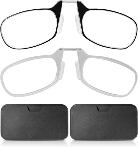 Nose Clip Reading Glasses 2-Pack Blue Light Blocking Ultra Thin Readers with Portable Stick-on Case 1.5X 2.0X in Saudi Arabia