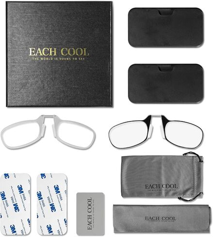 Nose Clip Reading Glasses 2-Pack Blue Light Blocking Ultra Thin Readers with Portable Stick-on Case 1.5X 2.0X in Saudi Arabia