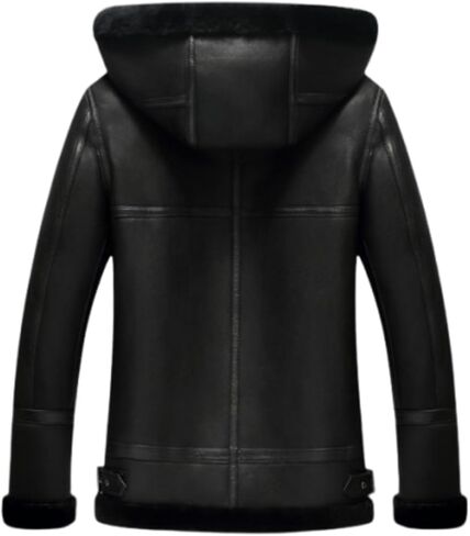 Hooded Shearling Jacket Mens B3 Flight Jacket Short Leather Jacket Mans Sheepskin Aviator Fur Coat in Saudi Arabia