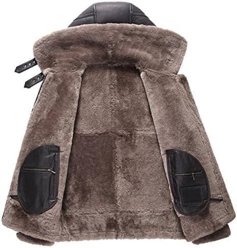 Hooded Shearling Jacket Mens B3 Flight Jacket Short Leather Jacket Mans Sheepskin Aviator Fur Coat in Saudi Arabia