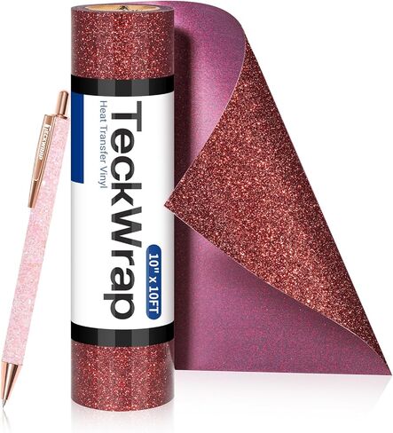 TECKWRAP Glitter HTV Heat Transfer Vinyl Roll - 10" x 5ft HTV Vinyl for Shirts, Iron on Vinyl for All Cutter Machine, Easy to Cut & Weed (Blue) in Kuwait