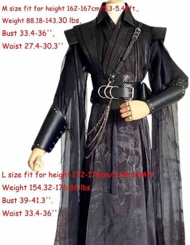 الذكور هالوين كرنفال تأثيري حلي الكبار الصينية خمر Hanfu الأسود مجموعات القوطية حزب الزي للنساء in Kuwait