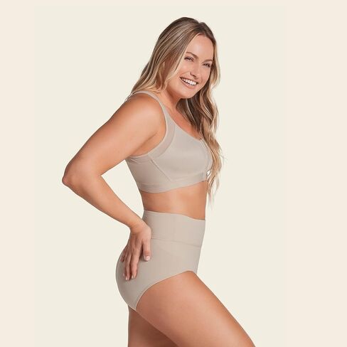 Leonisa Posture Corrector Bra, Wireless Front Closure Bra for Women Full Coverage Beige in Saudi Arabia