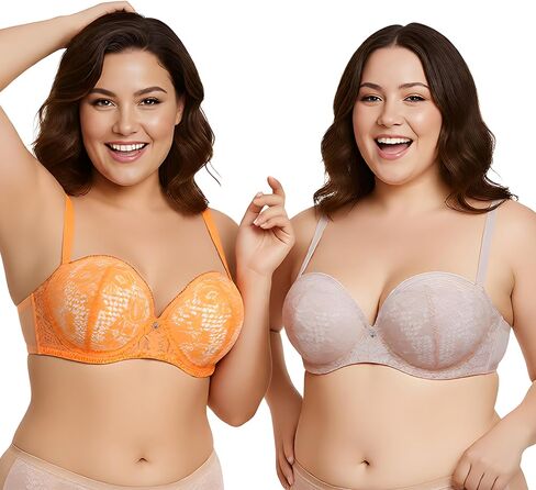 Curve Muse Women's Plus Size Add 1+ Cup Push Up Perfect Shape Underwire Lace Bra in Saudi Arabia