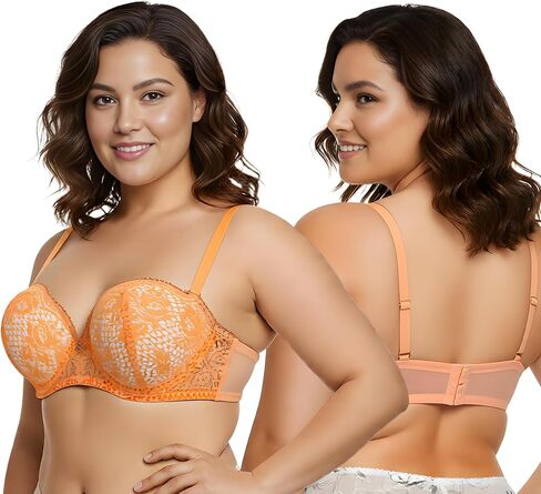 Curve Muse Women's Plus Size Add 1+ Cup Push Up Perfect Shape Underwire Lace Bra in Saudi Arabia