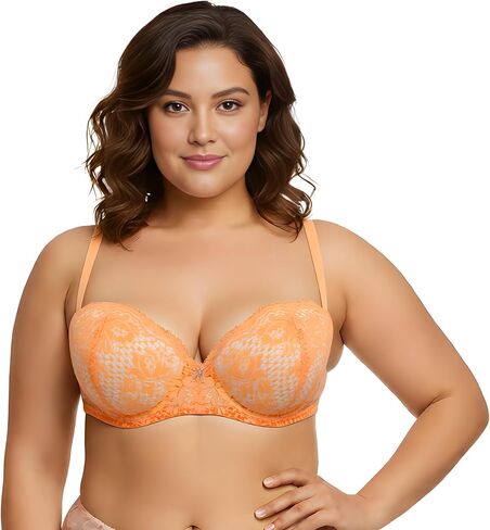 Curve Muse Women's Plus Size Add 1+ Cup Push Up Perfect Shape Underwire Lace Bra in Saudi Arabia