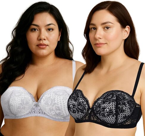 Curve Muse Women's Plus Size Add 1+ Cup Push Up Perfect Shape Underwire Lace Bra in Saudi Arabia
