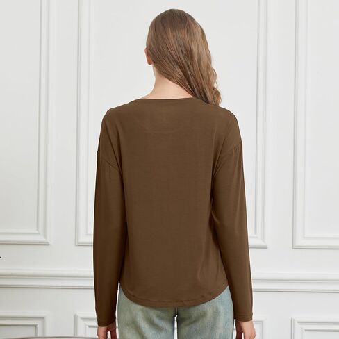 netdraw Women's Ultra Soft Bamboo Viscose Long Sleeve Dolman Shirts, Loose Fit Casual Batwing Lounge Sleep Pajama Tops in Saudi Arabia