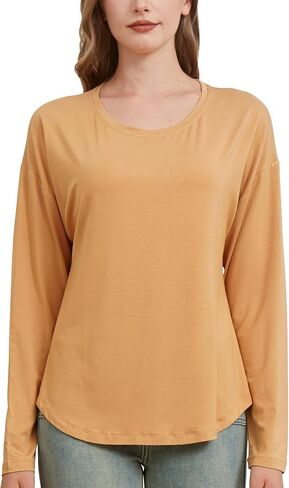 netdraw Women's Ultra Soft Bamboo Viscose Long Sleeve Dolman Shirts, Loose Fit Casual Batwing Lounge Sleep Pajama Tops in Saudi Arabia