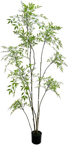Artificial Nandina Domestica Tree, 6 ft Tall Indoor Plant, Potted Faux Greenery with Natural Stems in Saudi Arabia