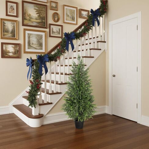 4ft Artificial Norfolk Pine Christmas Tree for Outdoor, 48in Real Touch Faux Norfolk Pine Christmas Tree with Black Pot for Indoor Outdoor Front Porch Home Xmas Decor, 2Pack in Saudi Arabia