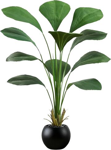 Artificial Bird of Paradise Plant: 6FT Faux Traveler's Palm Fake Banana Tree Elephant Ear Leaf Tall Silk Floor Plant in White Pot for Home Decor Indoor Office Entryway Balcony Patio Cafe Hotel in Saudi Arabia