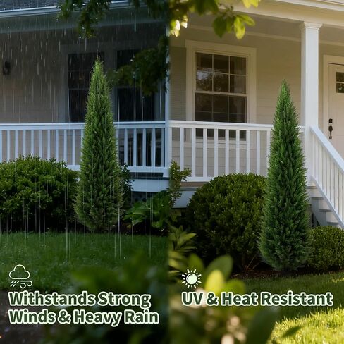 6ft Artificial Plants Outdoor & Indoor Fake Trees Set of 2, Large Tall Cypress Tree UV Resistant Artificial Cedar Pine for Front Door Porch Faux Plants, Realistic Topiary Arborvitae Home Decor in Saudi Arabia