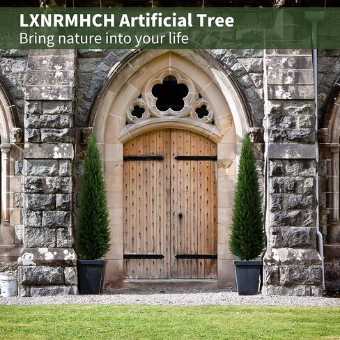 6ft Artificial Plants Outdoor & Indoor Fake Trees Set of 2, Large Tall Cypress Tree UV Resistant Artificial Cedar Pine for Front Door Porch Faux Plants, Realistic Topiary Arborvitae Home Decor in Saudi Arabia