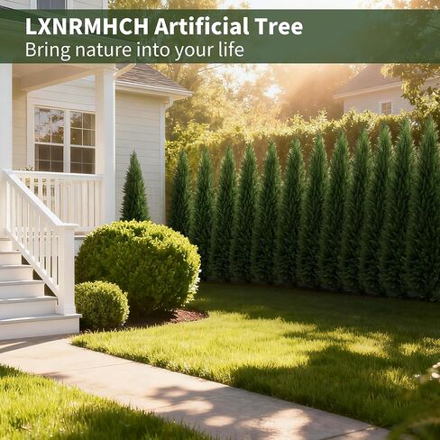 6ft Artificial Plants Outdoor & Indoor Fake Trees Set of 2, Large Tall Cypress Tree UV Resistant Artificial Cedar Pine for Front Door Porch Faux Plants, Realistic Topiary Arborvitae Home Decor in Saudi Arabia