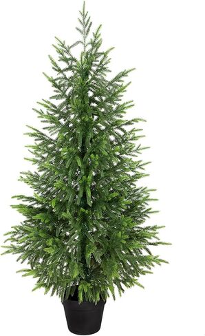 4ft Artificial Norfolk Pine Christmas Tree for Outdoor, 48in Real Touch Faux Norfolk Pine Christmas Tree with Black Pot for Indoor Outdoor Front Porch Home Xmas Decor, 2Pack in Saudi Arabia
