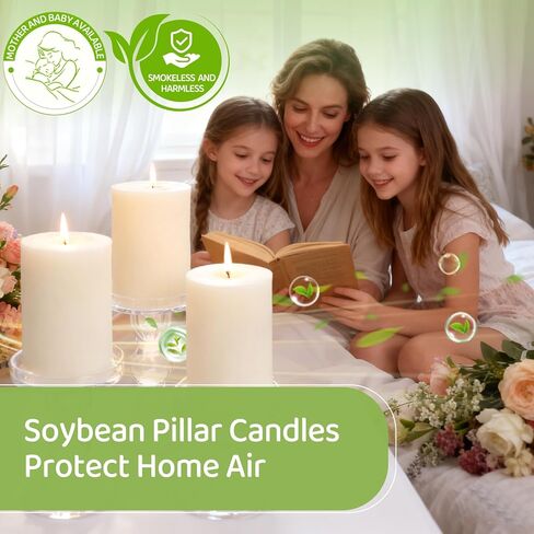 4 Pack Soy White Pillar Candles,Natural Soybean Pillar Candles,55 H Long Lasting Burning-Unscented,Dripless and Smokeless Rustic White Hand-Poured Candles Dinner Table,for Wedding,Home Decor 2.8x4in in Saudi Arabia