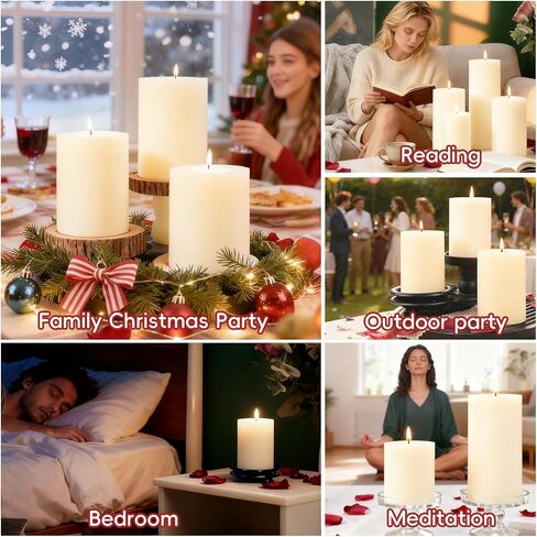 4 Pack Soy White Pillar Candles,Natural Soybean Pillar Candles,55 H Long Lasting Burning-Unscented,Dripless and Smokeless Rustic White Hand-Poured Candles Dinner Table,for Wedding,Home Decor 2.8x4in in Saudi Arabia