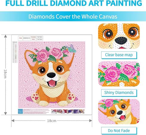 5D Diamond Art Kit for Kids Beginners, 6 Pack Cute Animals Diamond Painting Kits For kids 6-7-8-12, Full Round Drill Big Gem Art for Kids, Diamond Arts And Crafts Sets, Home Wall Decoration 6X6 inch in Saudi Arabia