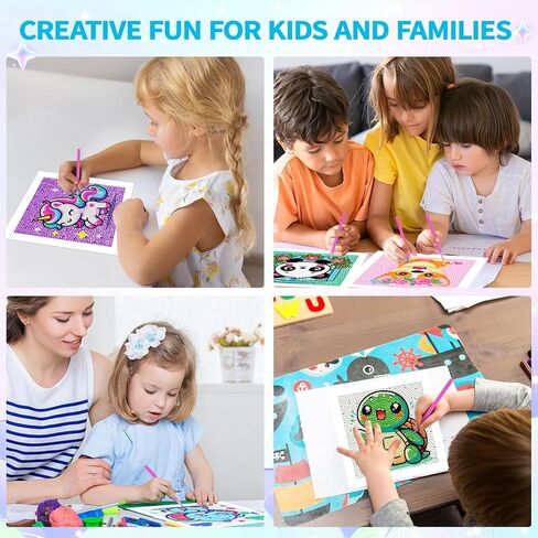 5D Diamond Art Kit for Kids Beginners, 6 Pack Cute Animals Diamond Painting Kits For kids 6-7-8-12, Full Round Drill Big Gem Art for Kids, Diamond Arts And Crafts Sets, Home Wall Decoration 6X6 inch in Saudi Arabia