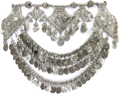 حزام ربطة عنق معدنية بشراشيب للعملات المعدنية - مجوهرات مبتكرة مصنوعة يدويًا - زي الرقص الشرقي والرقص واللباس وشاح الورك على الطراز القبلي الأمريكي مجوهرات الخصر المدمجة - إكسسوارات أزياء بوهو غجرية لمهرجان الهالوين in Kuwait