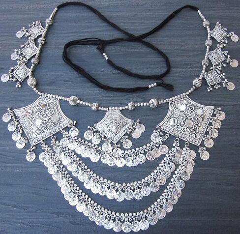 حزام ربطة عنق معدنية بشراشيب للعملات المعدنية - مجوهرات مبتكرة مصنوعة يدويًا - زي الرقص الشرقي والرقص واللباس وشاح الورك على الطراز القبلي الأمريكي مجوهرات الخصر المدمجة - إكسسوارات أزياء بوهو غجرية لمهرجان الهالوين in Kuwait