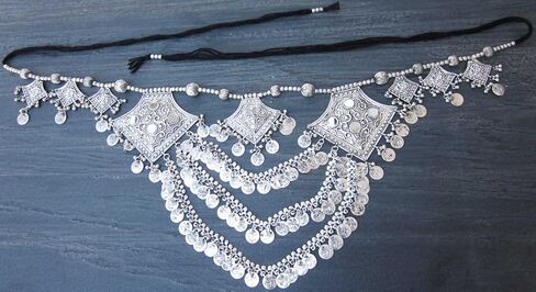 حزام ربطة عنق معدنية بشراشيب للعملات المعدنية - مجوهرات مبتكرة مصنوعة يدويًا - زي الرقص الشرقي والرقص واللباس وشاح الورك على الطراز القبلي الأمريكي مجوهرات الخصر المدمجة - إكسسوارات أزياء بوهو غجرية لمهرجان الهالوين in Kuwait