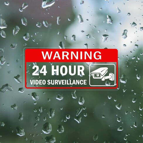 لافتة مراقبة بالفيديو 4 قطع - ملصقات أمان لعلامة المراقبة على مدار 24 ساعة، ملصق ذاتي اللصق لنافذة باب السيارة (ابتسم أنت على الكاميرا) in Kuwait