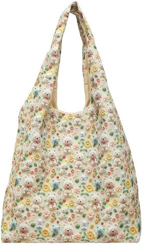 Korean Style Floral Canvas Crossbody Bag, Cute and Trendy Shoulder Bag, Lightweight Fashion Purse for Women in Saudi Arabia