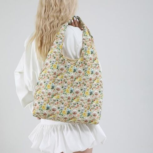 Korean Style Floral Canvas Crossbody Bag, Cute and Trendy Shoulder Bag, Lightweight Fashion Purse for Women in Saudi Arabia