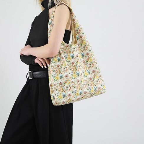 Korean Style Floral Canvas Crossbody Bag, Cute and Trendy Shoulder Bag, Lightweight Fashion Purse for Women in Saudi Arabia
