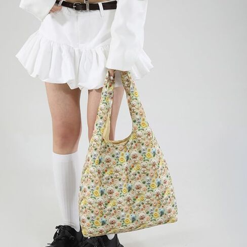 Korean Style Floral Canvas Crossbody Bag, Cute and Trendy Shoulder Bag, Lightweight Fashion Purse for Women in Saudi Arabia
