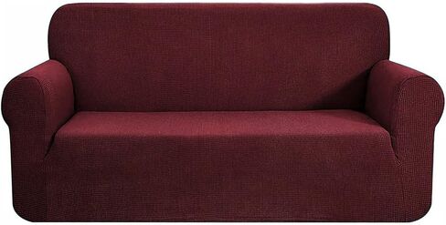 Home Must Haves Chocolate Brown 2-Piece Set Slipcover Sofa & Loveseat Cover Protector 4-Way Stretch Elastic in Saudi Arabia