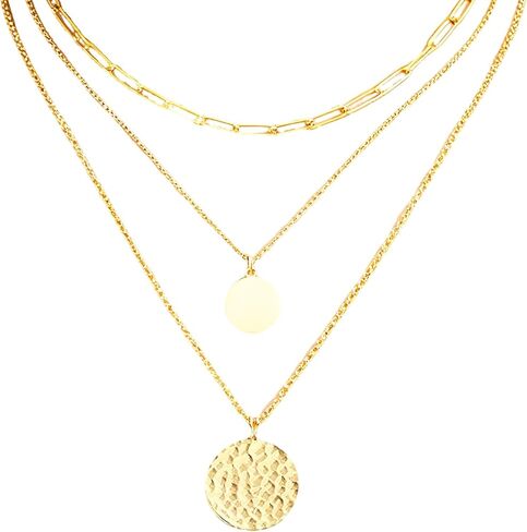 Gold Layered Charm Necklaces for Women Dainty Choker Necklace Simple Waterproof Pearl Beach Cute Necklaces Set Fashion Jewelry Gift in Saudi Arabia